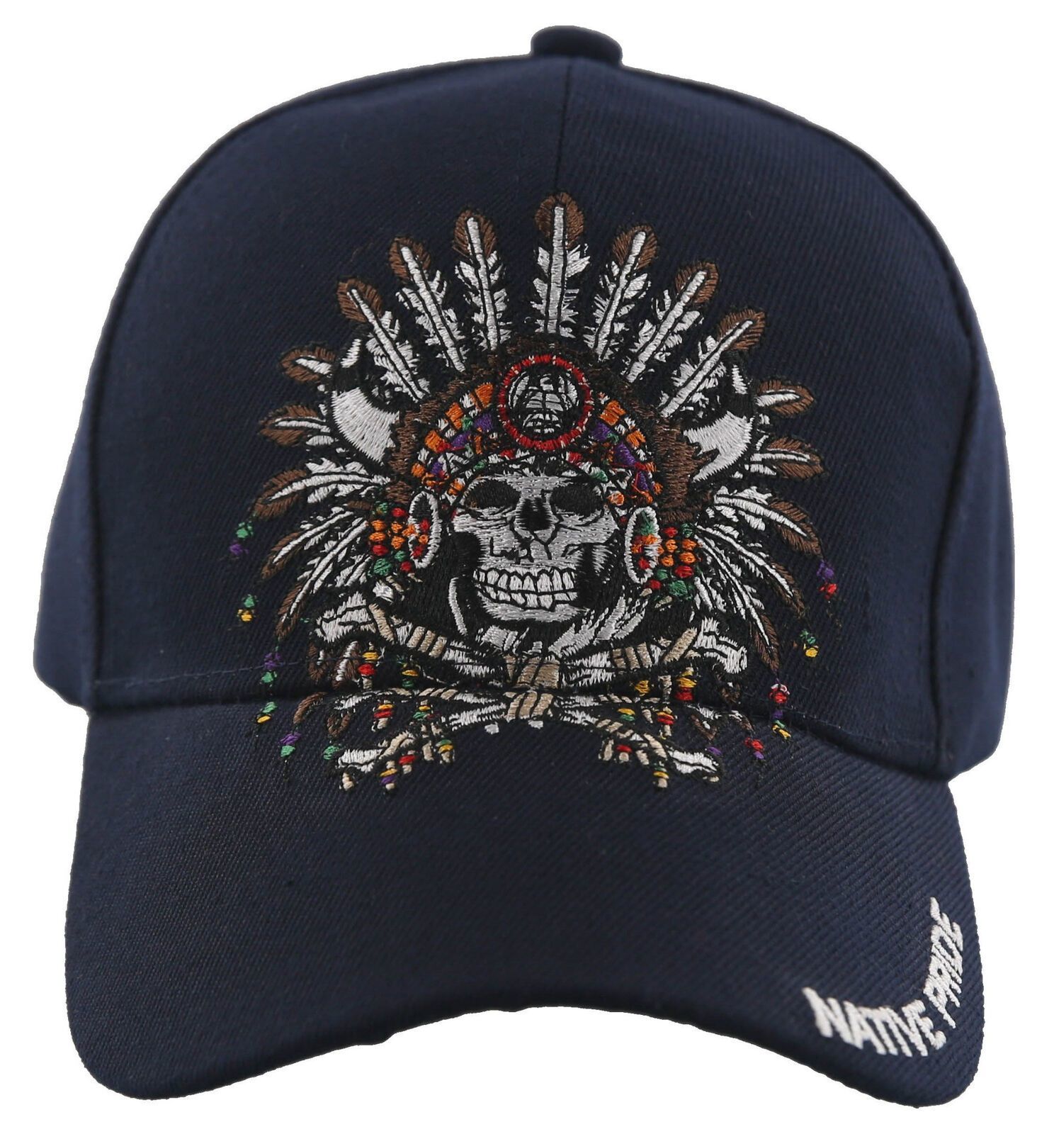 NEW! NATIVE PRIDE HONOR CHIEF SKULL HEAD CAP HAT NAVY - Men's Hats