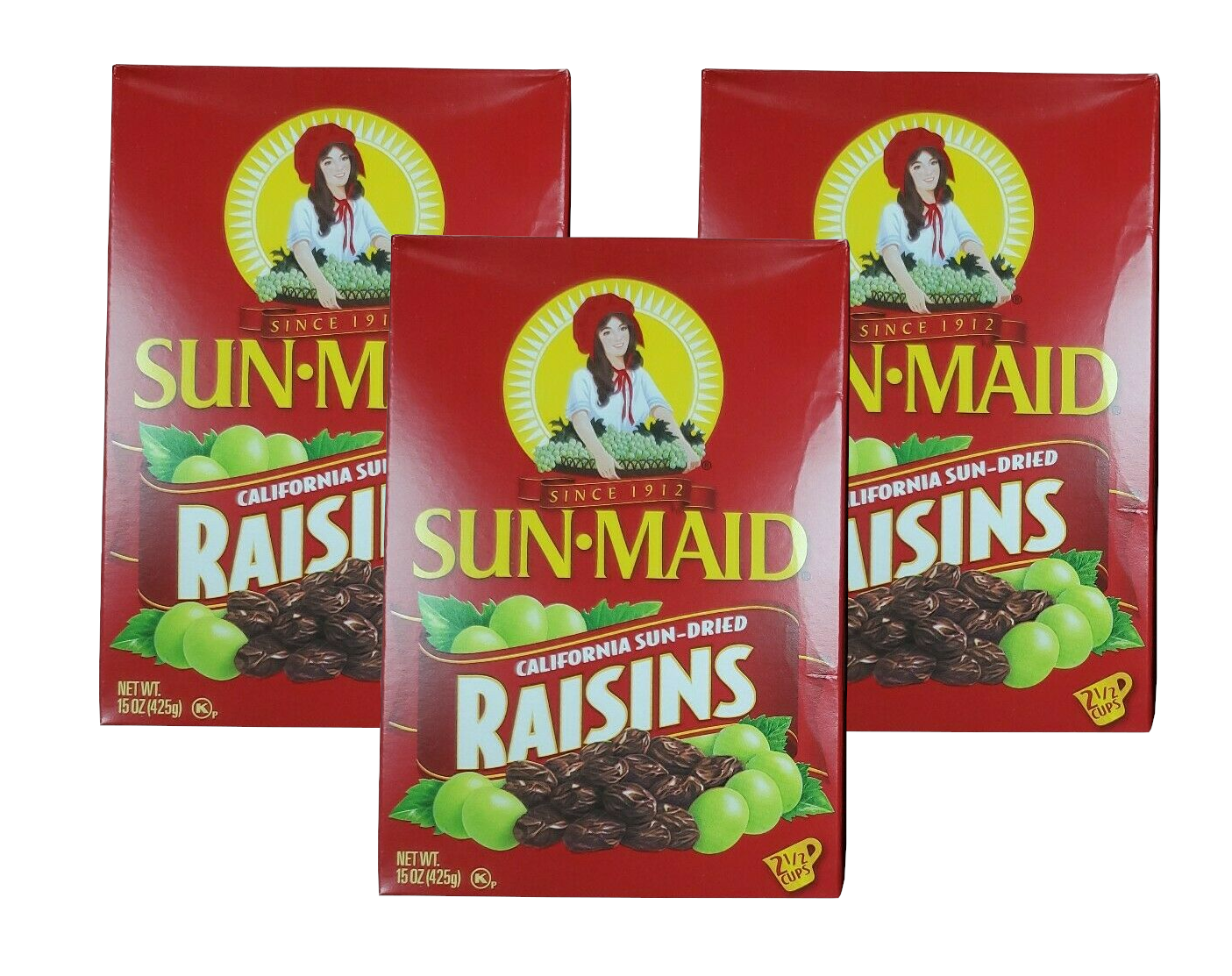 Lion California Raisins 15 Oz. Lot Of 3 Dark & Sweet 11 Servings 1/4
