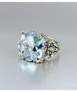 *NEW* Designer Inspired Blue Topaz CZ Crystal Silver Gold Balinese Filig... - $34.99