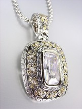 NEW Designer Style Balinese Silver Gold Clear Topaz CZ Crystal Pendant N... - $34.99