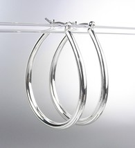 NEW Silver Plated Metal Tear Drop 1 1/2&quot; Long Hoop Earrings - $9.99