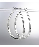 NEW Silver Plated Metal Tear Drop 1 1/2&quot; Long Hoop Earrings - $9.99