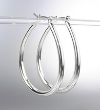 NEW Silver Plated Metal Tear Drop 1 1/4&quot; Long Hoop Earrings - $9.99