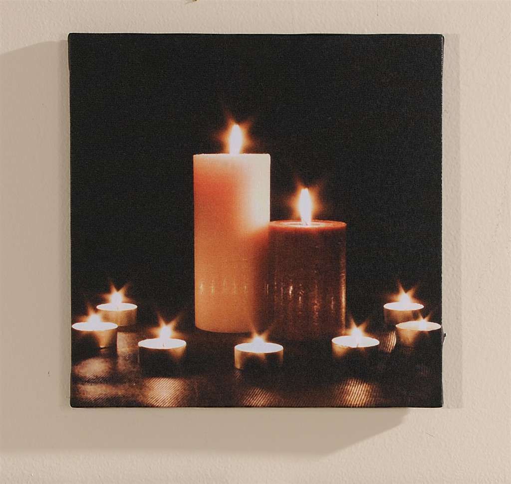 Primary image for Candles & Tealights Framed Canvas with Lighted 11.8" x 11.8" Cozy Warm Comfort