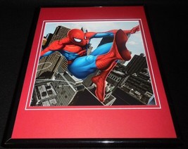 Amazing Spiderman Swinging Over City Framed 11x14 Photo Display