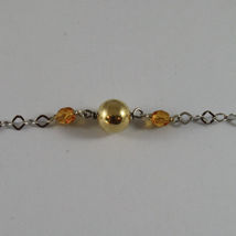 .925 SILVER RHODIUM NECKLACE WITH TIGER EYE, YELLOW CRYSTALS AND GOLDEN BALLS image 4