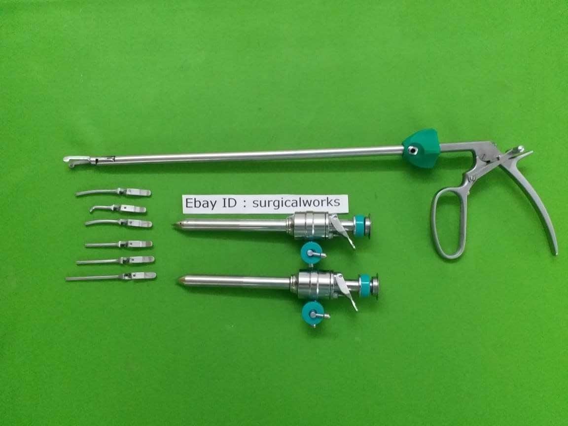 Laparoscopic Bulldog Clamp Forceps 10mm with 6 Clips and Trocar 5mm8Pc
