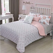 Pink and Gray Lattice Print Reversible Comforter Queen Size Soft and War... - $141.37