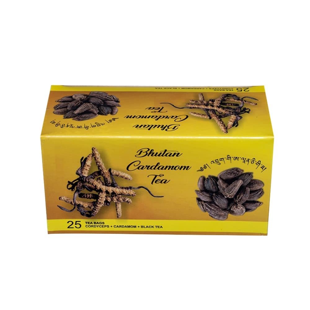 Cordyceps and Cardamom Black Tea by Bhutan Cordyceps Sinensis, 50 Grams, Made in