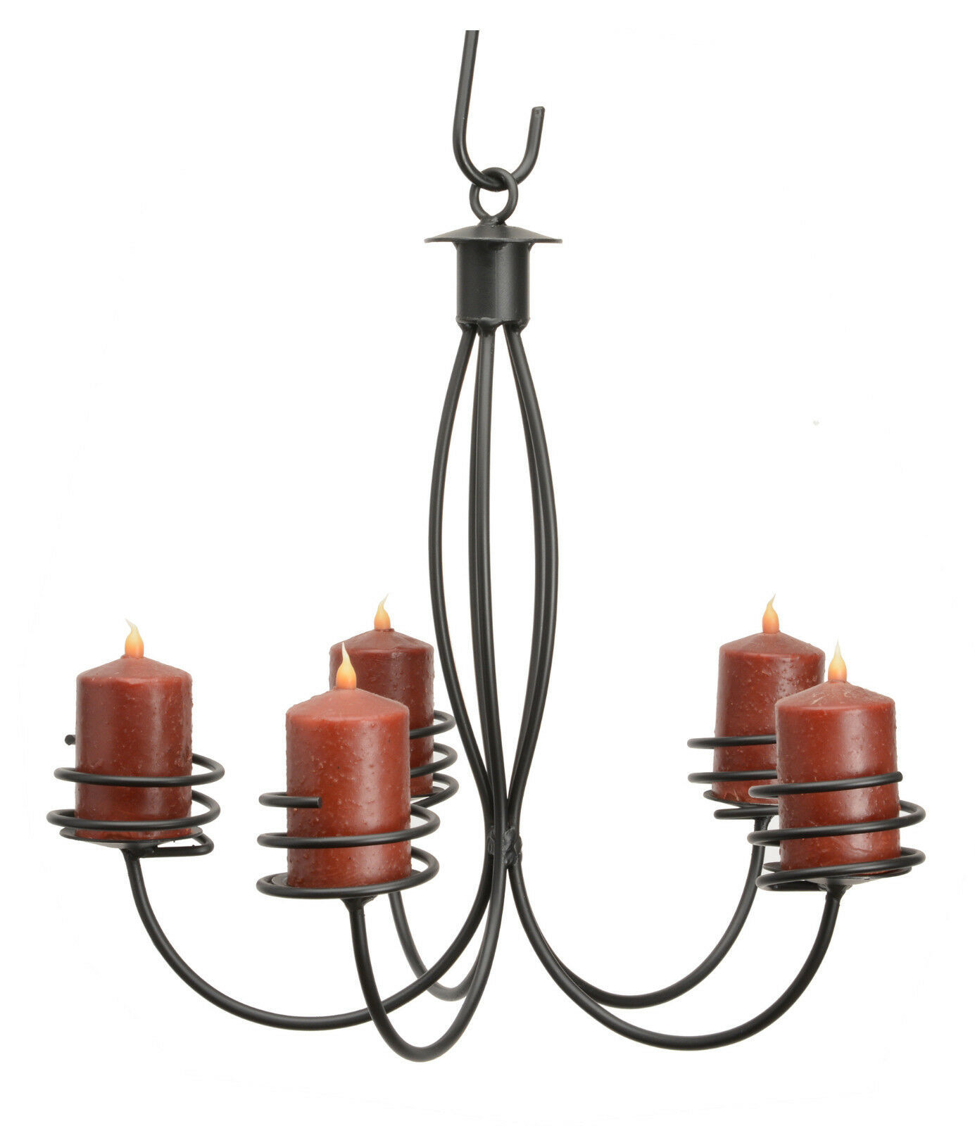 5 ARM WROUGHT IRON PILLAR CANDLE CHANDELIER Amish Handmade Colonial