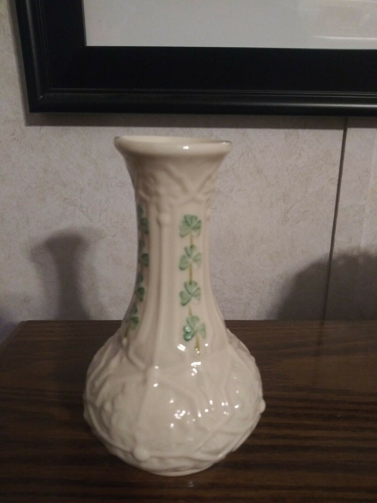 5 1/2" Belleck Ireland Shamrock Vase Excellent Condition Beautifully Designed - $31.55