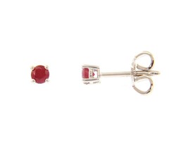 18K WHITE GOLD EARRINGS WITH ROUND NATURAL RED RUBY, 0.30 TOTAL CARATS image 1