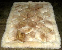 White and beige alpaca fur rug from Peru, 150 x 110 cm - $303.80