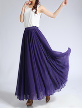 Purple Chiffon Skirt High Waisted Long Chiffon Skirt Wedding Chiffon Skirts
