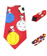 Peanuts Snoopy Mens Red Novelty Neck Tie Charlie Brown Coaches Gift Sports - $14.84