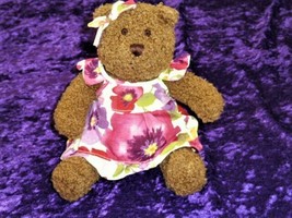Baby Gap Brannan Teddy Bear Brown Stuffed Plush Toy Hawaiian Floral Dress - $39.59