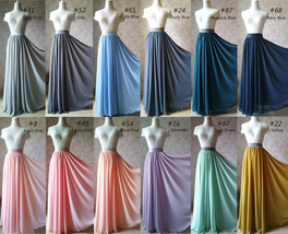 Wedding Maxi Silky Chiffon Skirt Dusty Blue Plus Size Chiffon Full Maxi Skirt image 14
