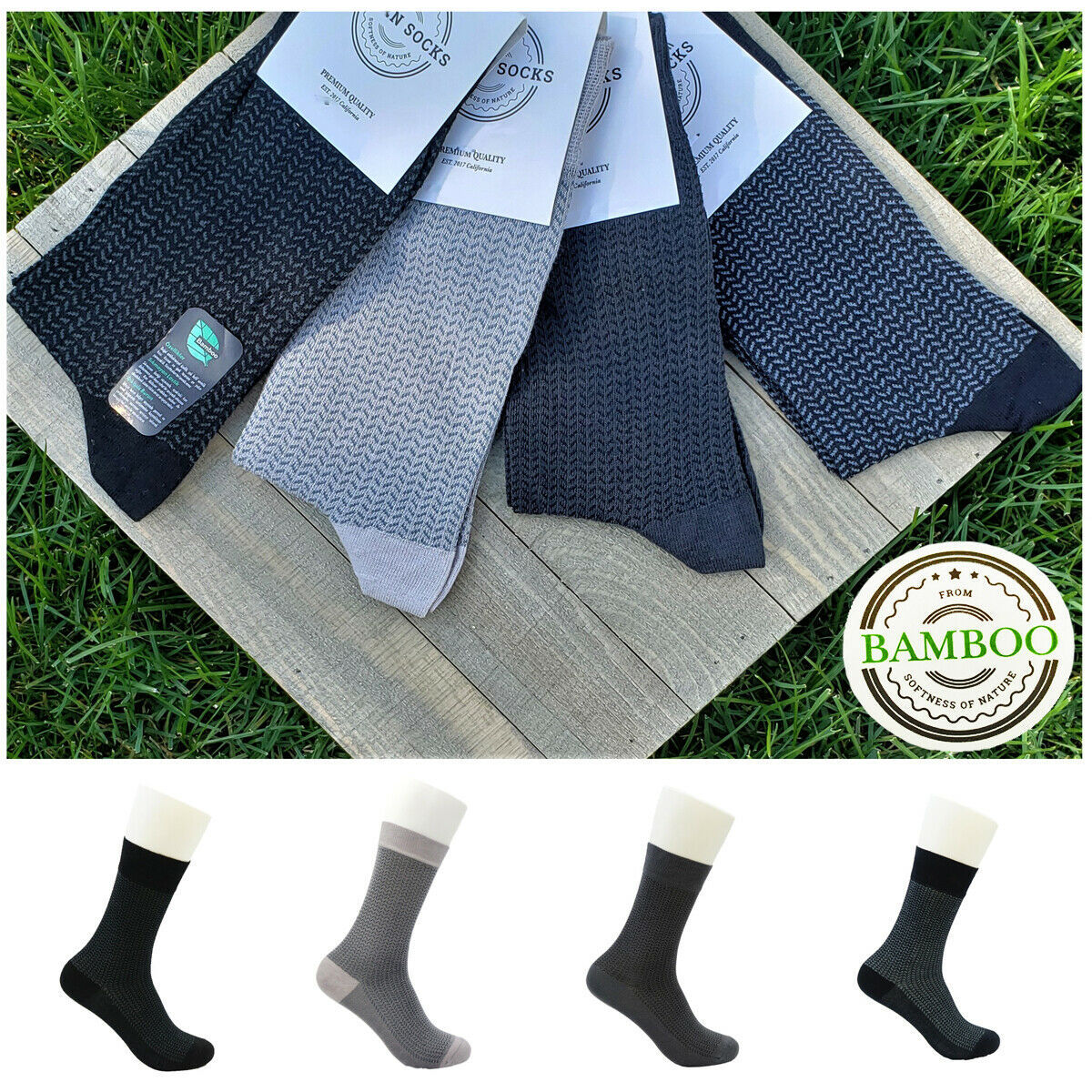 A.n.a/anatolian - Herringbone bamboo socks for men & women - soft quality dress - made in turkey