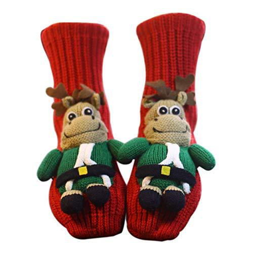 Novelty Handmade Elk Knit Slipper Socks Non-Slip for House Indoor Christmas Gift