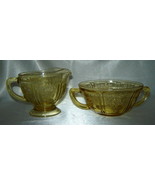 Lot (2) Amber DEPRESSION GLASS Cabbage Rose Pieces - Creamer &amp; Handled S... - $11.66