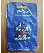 Patch it Up Iron on Applique - Black &amp; White Fluffy Dog 1” Badge - $12.85