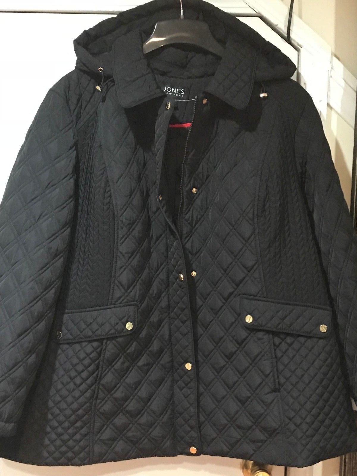 jones new york hooded quilted puffer coat