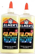 2 Bottles Elmer's 9 Oz Glow In The Dark Glue Washable Safe Non Toxic 