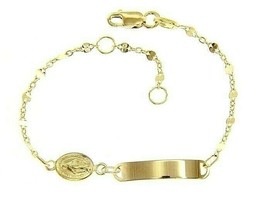 18K YELLOW GOLD BRACELET FOR KIDS WITH MIRACULOUS MEDAL MADE IN ITALY  5.91 IN image 1