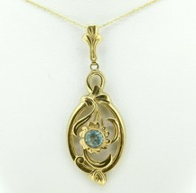Retro 10K Yellow Gold Lavaliere Pendant with Rose Gold Flower (#J4329) - $250.00