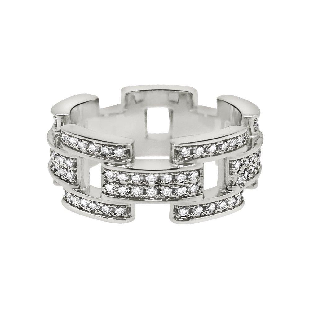 .925 Sterling Silver Prez Link Eternity Band CZ Bling Ring - Other