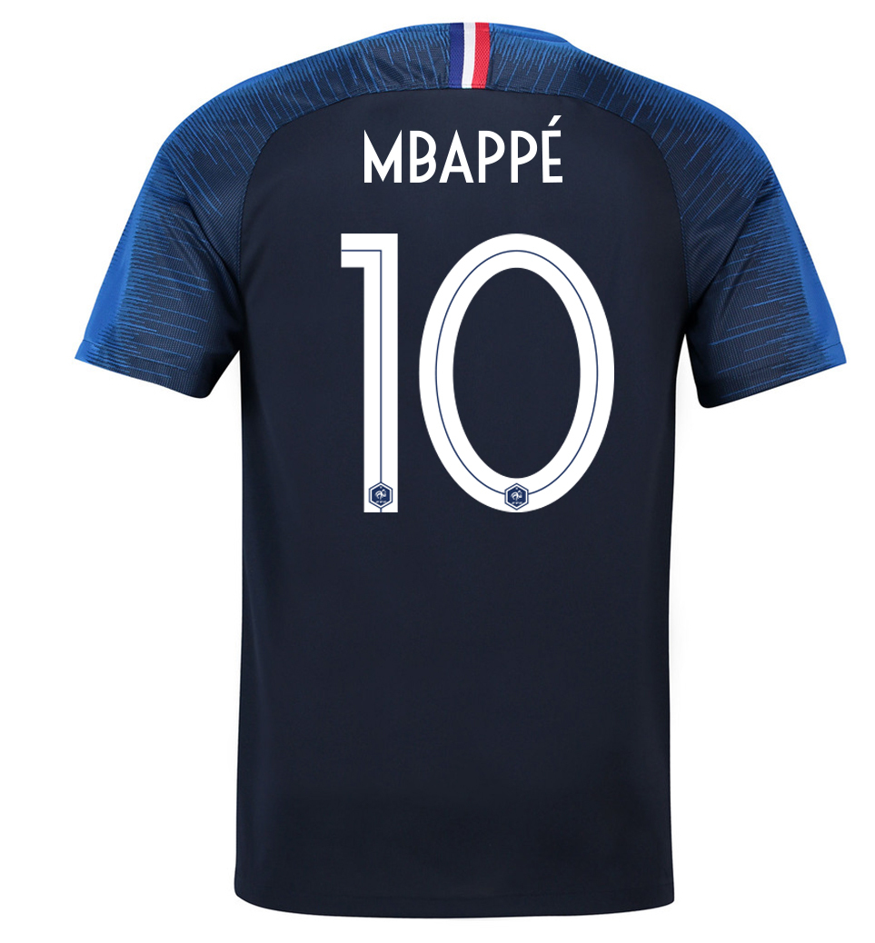France Home 2 Stars 10 MBAPPE World Cup 2018 Men Soccer Jersey Football Shirt - Men