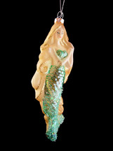 Vintage Sequin glass Mermaid ornament - Hand Blown Glass - Nautical godd... - $55.00