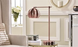 Contemporary Copper Color Table Lamp Polished Metal Finish Dome Shade  22" High image 2
