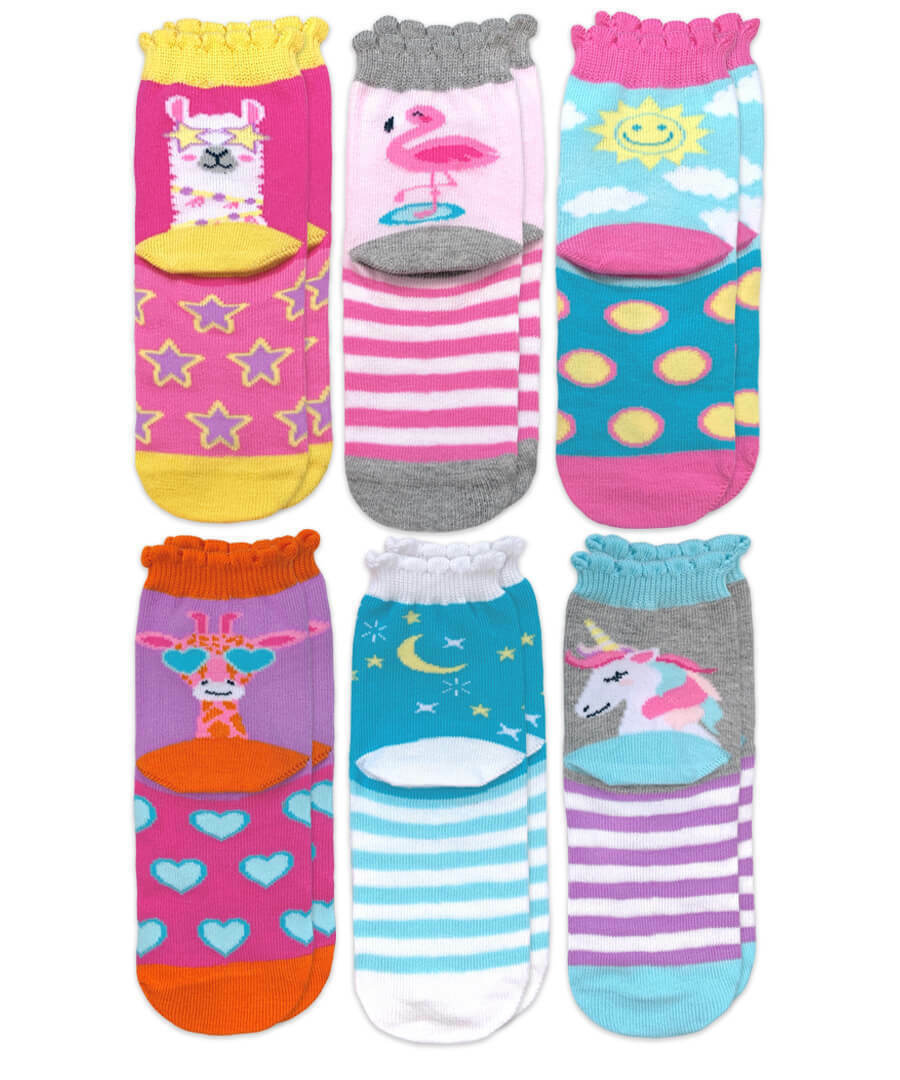 6 Pairs Jefferies Socks Girls Unicorn Rainbow Stripes Fun Fashion Cotton Socks