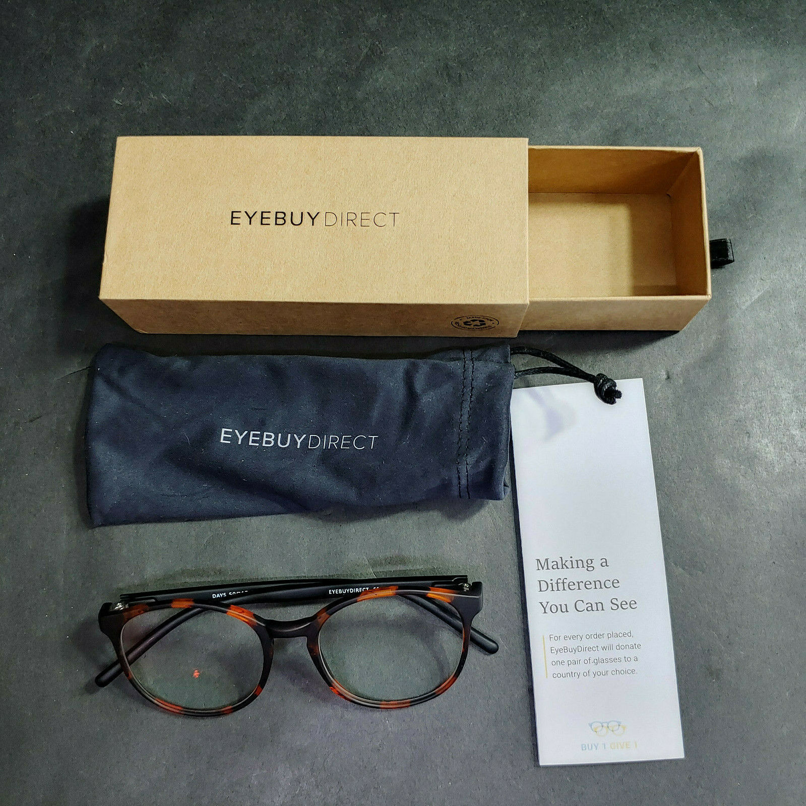 EyeBuyDirect Eyeglass Frames ONLY w/ Pouch, Days, 5017141 Eyeglass