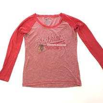 Chicago NHL Blackhawks Majestic Red Long Sleeve Raglan T-shirt Size Womens SMALL - $12.13