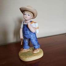 Vintage Boy Figurine, 1980s Porcelain Homco Denim Days children figurine... - $14.99