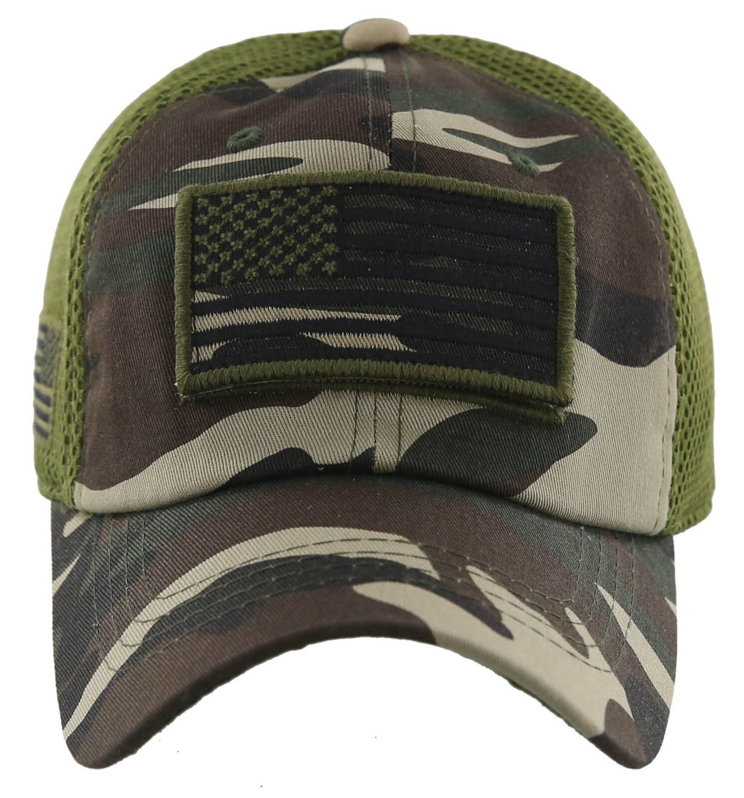 NEW! USA FLAG MILITARY TACTICAL DETACHABLE BASEBALL CAP HAT GREEN CAMO ...