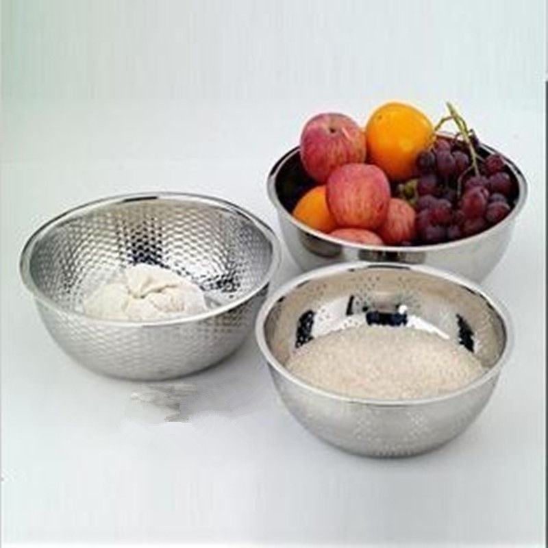 Gift sieve threepiece stainless steel rice sieve Wash vegetables basin