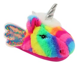 RAINBOW UNICORN Plush Slippers w/ Wings Girls/Youth Size 11-12, 13-1, 2-3 or 4-5 - $14.13