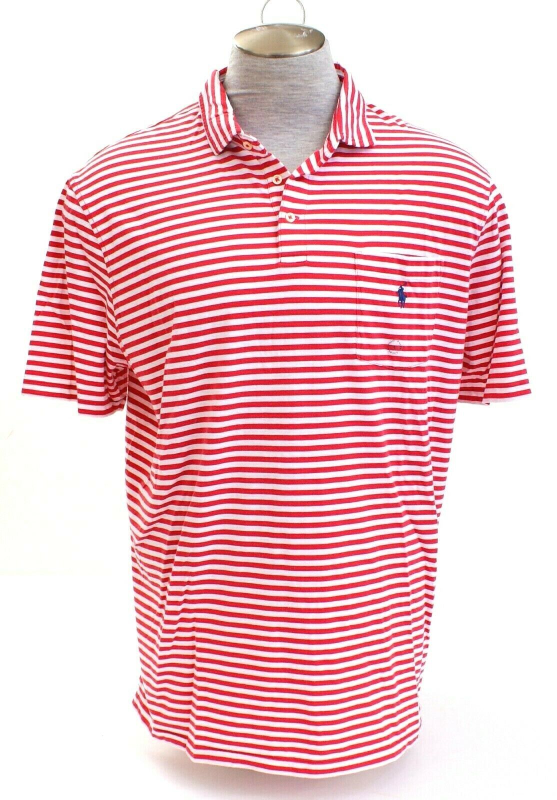 Polo Ralph Lauren Red & White Stripe Classic Fit Pocket Polo Shirt Men ...