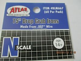Atlas # BLMA67 15" Drop Grab Irons .007 Wire 60 Per Pack N-Scale image 5
