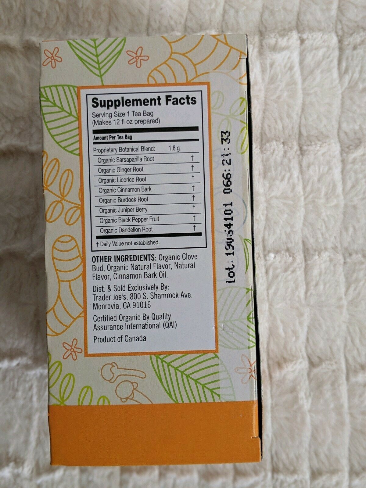 Trader Joe's Detox Cleansing Blend Organic Herbal Supplement Tea