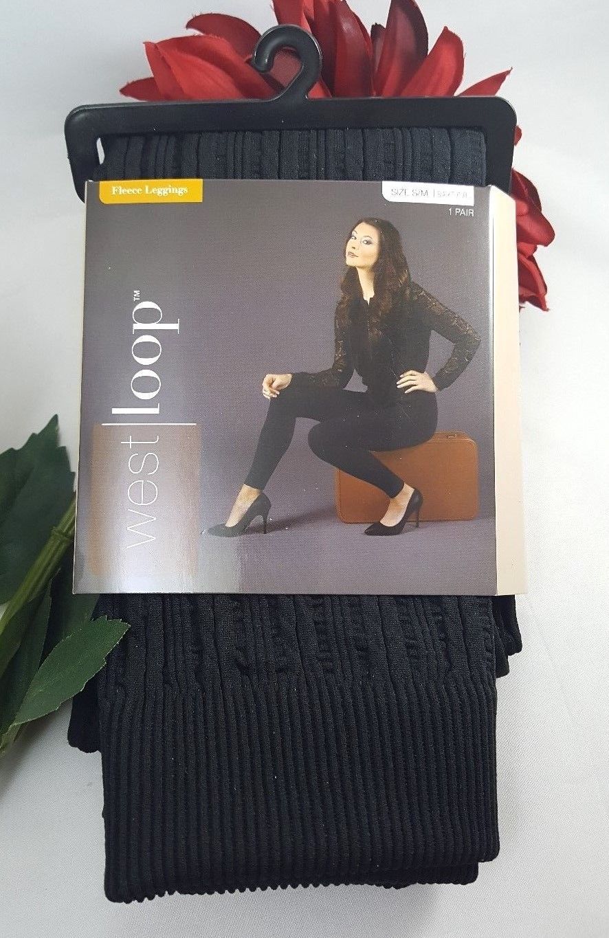 Image of New West Loop Women's Fleece Leggings Black Size S/M FITS -