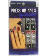 FRIGHT NIGHT HALLOWEEN 24 Pre-Glued Press On Nails Spider Web Cosplay - $10.99