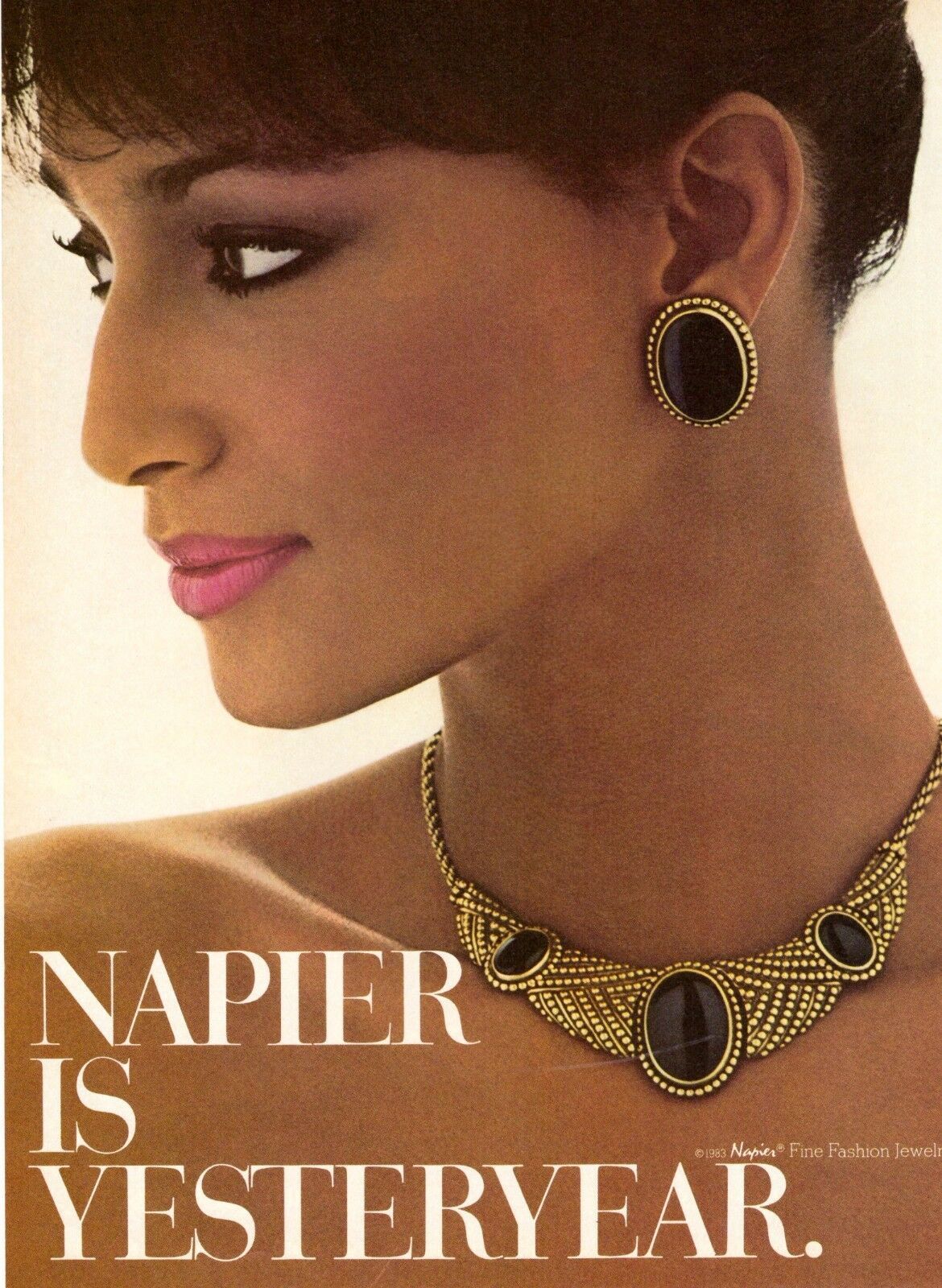 1983 Napier Jewelry Sheila Johnson Print Ad Vintage Advertisement VTG