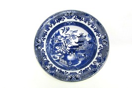 Vintage Burleigh Ware Blue Willow Serving Bowl ENGLAND Gold Trim  - $34.65