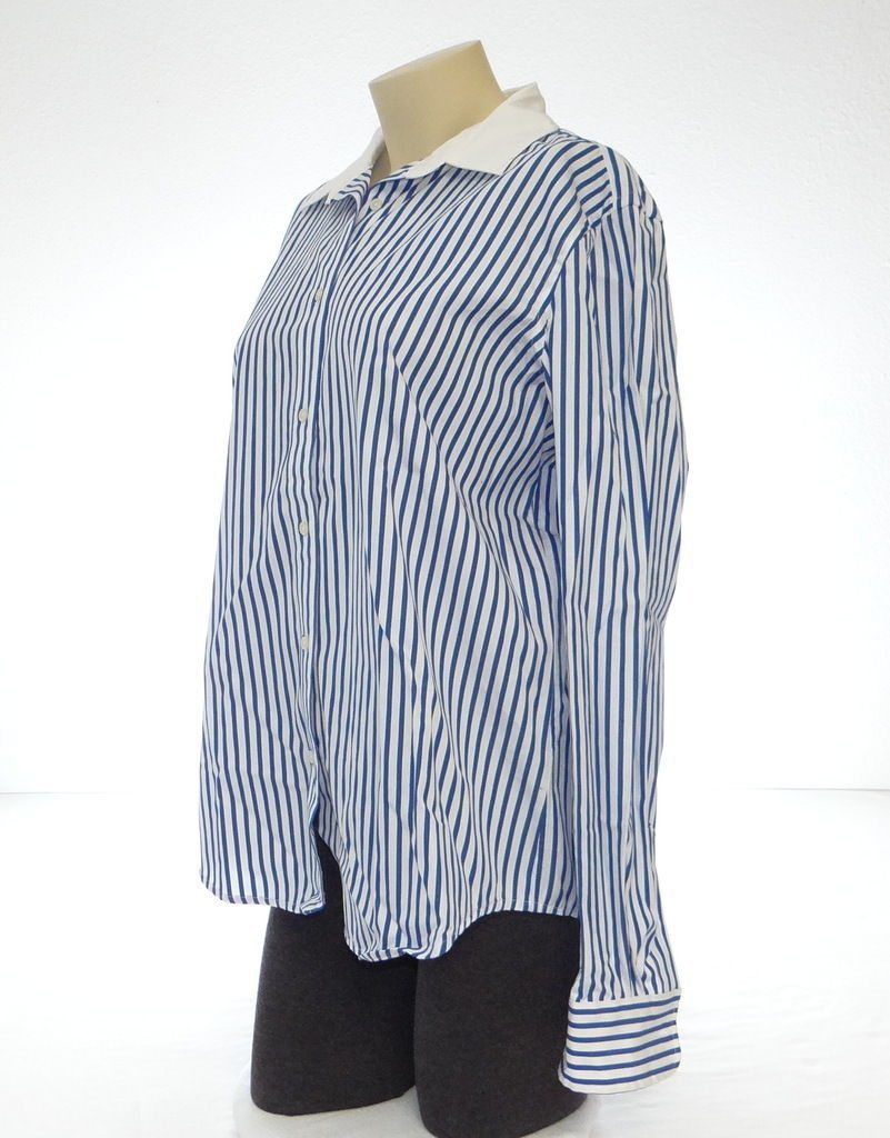 Lauren Ralph Lauren Blue & White Striped Long Sleeve Button Shirt Women ...