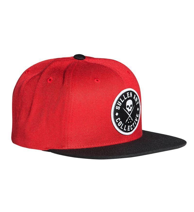 Sullen Art Collective Seal Logo Circle Skull Snapback Men's Hat Cap Red ...