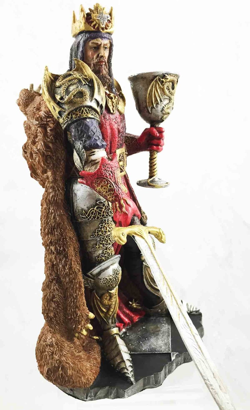 Legendary King Arthur Pendragon Wielding The Excalibur Sword Figurine Matter ...